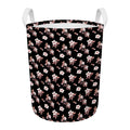Watercolor Cherry Blossom Pattern Print Round Laundry Basket