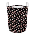 Watercolor Cherry Blossom Pattern Print Round Laundry Basket
