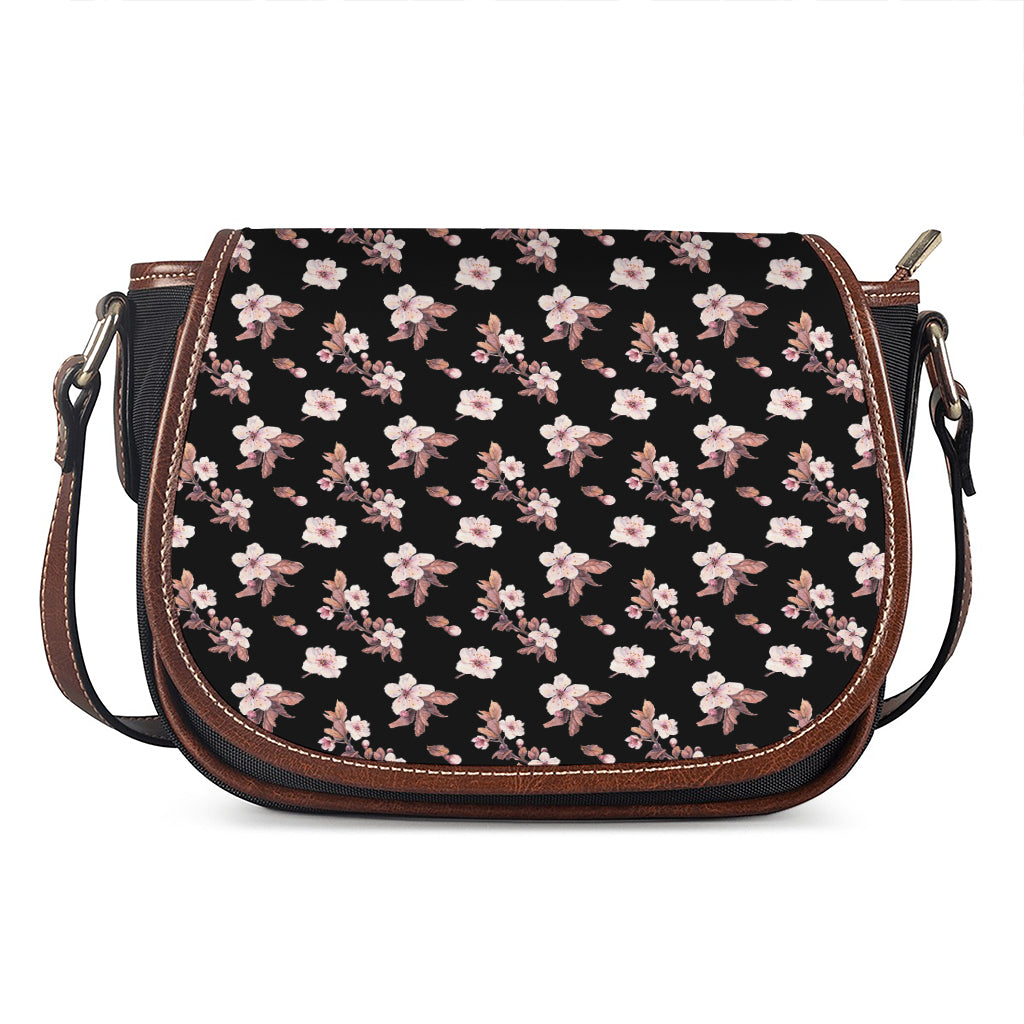 Watercolor Cherry Blossom Pattern Print Saddle Bag