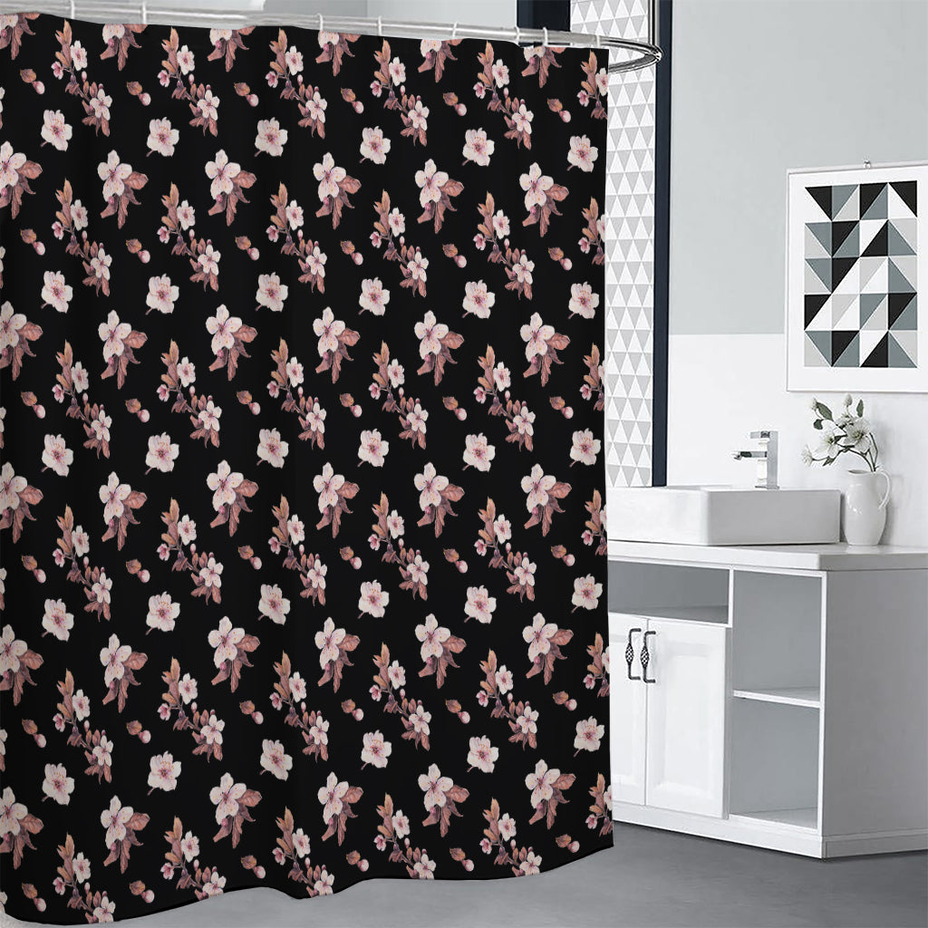 Watercolor Cherry Blossom Pattern Print Shower Curtain