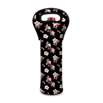 Watercolor Cherry Blossom Pattern Print Single Neoprene Wine Tote