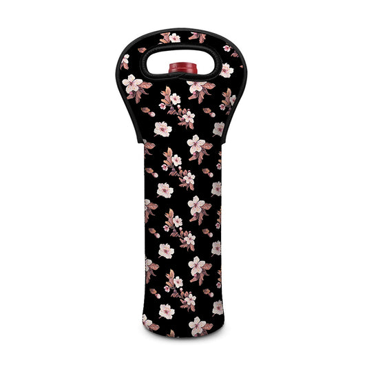 Watercolor Cherry Blossom Pattern Print Single Neoprene Wine Tote