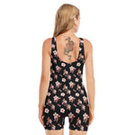 Watercolor Cherry Blossom Pattern Print Sleeveless One Piece Swimsuit