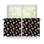Watercolor Cherry Blossom Pattern Print Tier Curtains