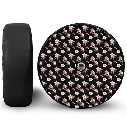 Watercolor Cherry Blossom Pattern Print Tire Cover With Camera Hole