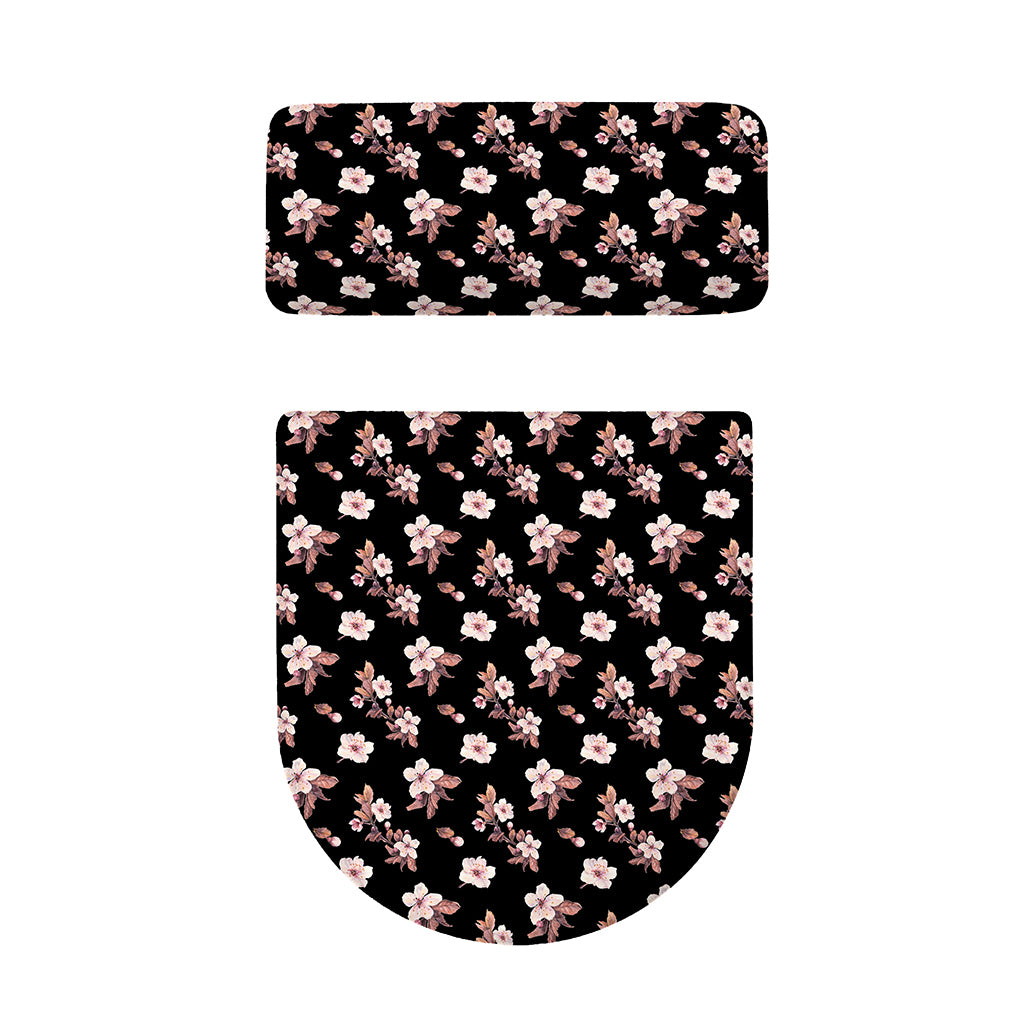 Watercolor Cherry Blossom Pattern Print Toilet Lid And Tank Cover Set