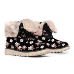 Watercolor Cherry Blossom Pattern Print Winter Boots