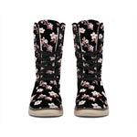 Watercolor Cherry Blossom Pattern Print Winter Boots