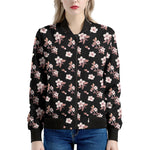 Watercolor Cherry Blossom Pattern Print Women's Bomber Jacket