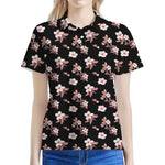 Watercolor Cherry Blossom Pattern Print Women's Polo Shirt