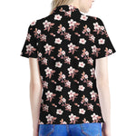 Watercolor Cherry Blossom Pattern Print Women's Polo Shirt