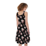 Watercolor Cherry Blossom Pattern Print Women's Sleeveless Dress
