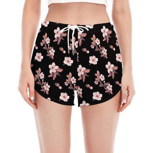 Watercolor Cherry Blossom Pattern Print Women's Split Running Shorts