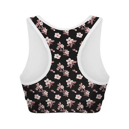 Watercolor Cherry Blossom Pattern Print Women's Sports Bra
