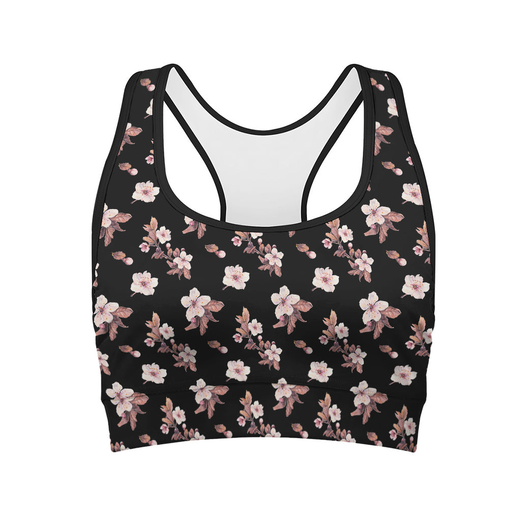 Watercolor Cherry Blossom Pattern Print Women's Sports Bra