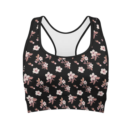 Watercolor Cherry Blossom Pattern Print Women's Sports Bra