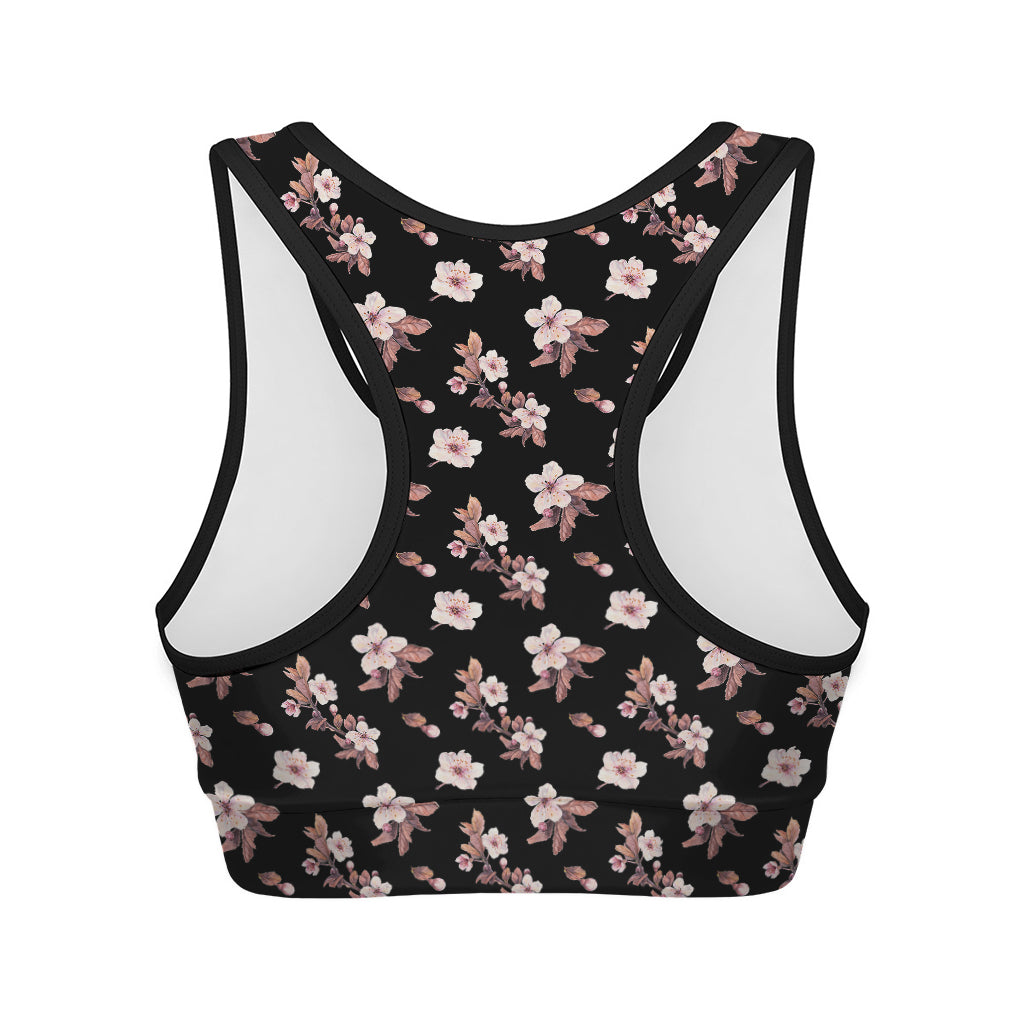 Watercolor Cherry Blossom Pattern Print Women's Sports Bra
