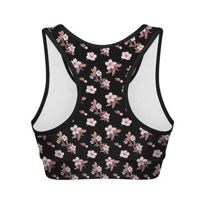 Watercolor Cherry Blossom Pattern Print Women's Sports Bra