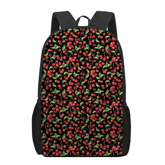 Watercolor Cherry Pattern Print 17 Inch Backpack