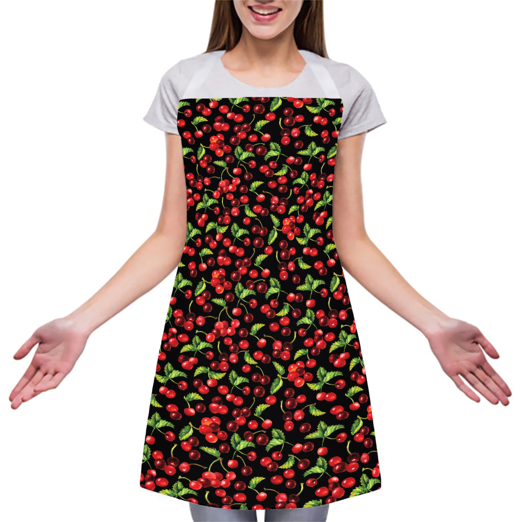 Watercolor Cherry Pattern Print Adjustable Apron