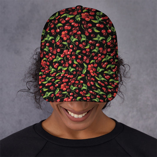 Watercolor Cherry Pattern Print Baseball Cap