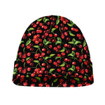 Watercolor Cherry Pattern Print Beanie