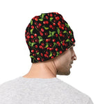 Watercolor Cherry Pattern Print Beanie