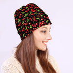 Watercolor Cherry Pattern Print Beanie