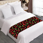 Watercolor Cherry Pattern Print Bed Runner