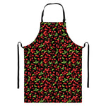 Watercolor Cherry Pattern Print Bib Apron With Pocket
