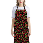 Watercolor Cherry Pattern Print Bib Apron With Pocket