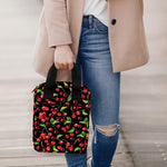 Watercolor Cherry Pattern Print Bible Tote Bag