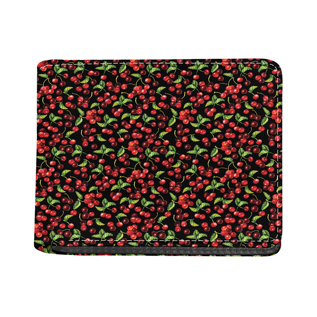 Watercolor Cherry Pattern Print Bifold Wallet