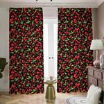 Watercolor Cherry Pattern Print Blackout Pencil Pleat Curtains