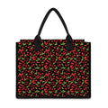 Watercolor Cherry Pattern Print Canvas Tote Bag