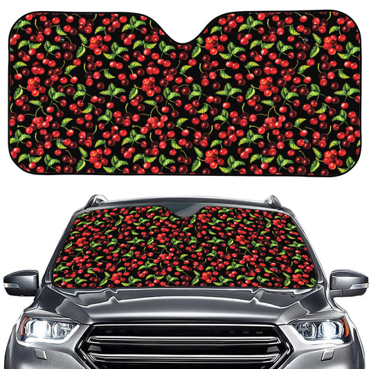 Watercolor Cherry Pattern Print Car Windshield Sun Shade