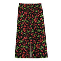 Watercolor Cherry Pattern Print Cotton Front Slit Maxi Skirt