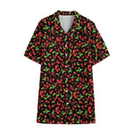 Watercolor Cherry Pattern Print Cotton Hawaiian Shirt