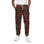 Watercolor Cherry Pattern Print Cotton Pants