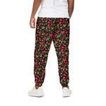 Watercolor Cherry Pattern Print Cotton Pants