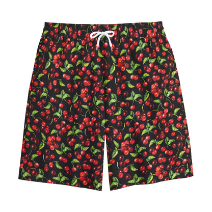 Watercolor Cherry Pattern Print Cotton Shorts