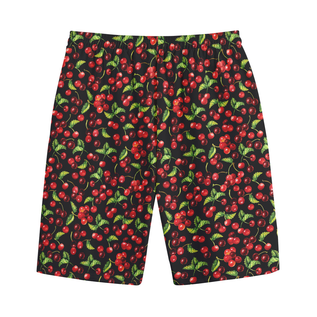 Watercolor Cherry Pattern Print Cotton Shorts