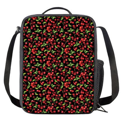 Watercolor Cherry Pattern Print Crossbody Lunch Bag