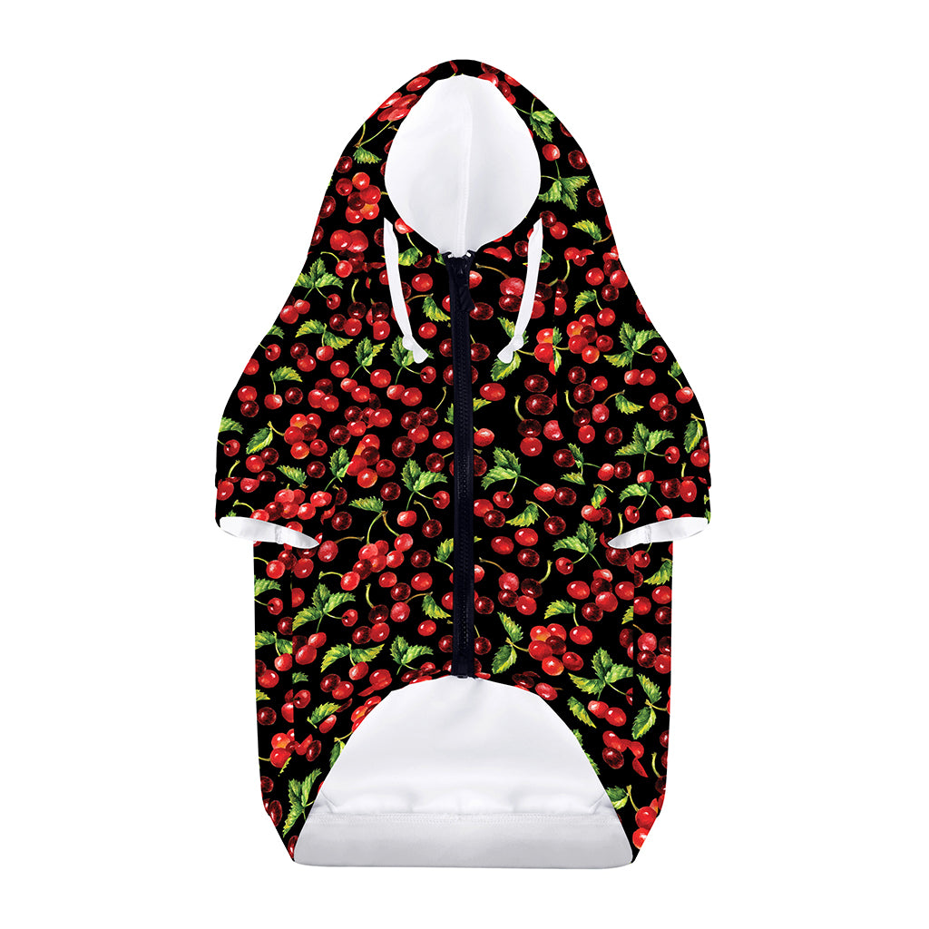 Watercolor Cherry Pattern Print Dog Zip Up Hoodie