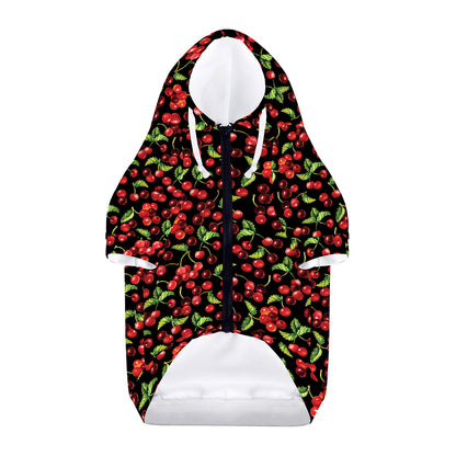Watercolor Cherry Pattern Print Dog Zip Up Hoodie
