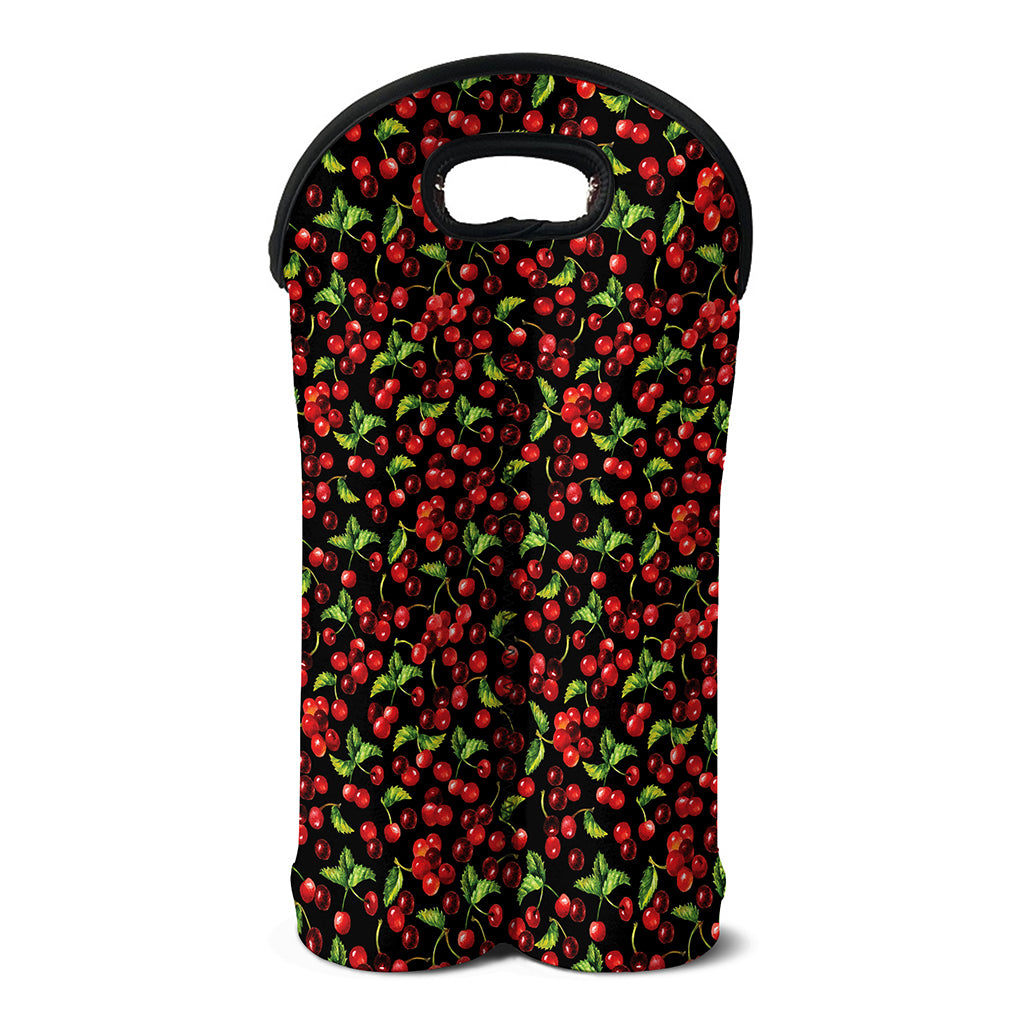 Watercolor Cherry Pattern Print Double Neoprene Wine Tote