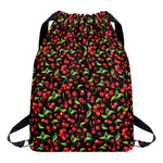 Watercolor Cherry Pattern Print Drawstring Backpack