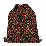 Watercolor Cherry Pattern Print Drawstring Bag