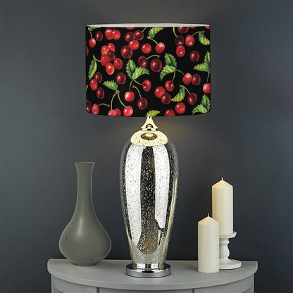 Watercolor Cherry Pattern Print Drum Lamp Shade
