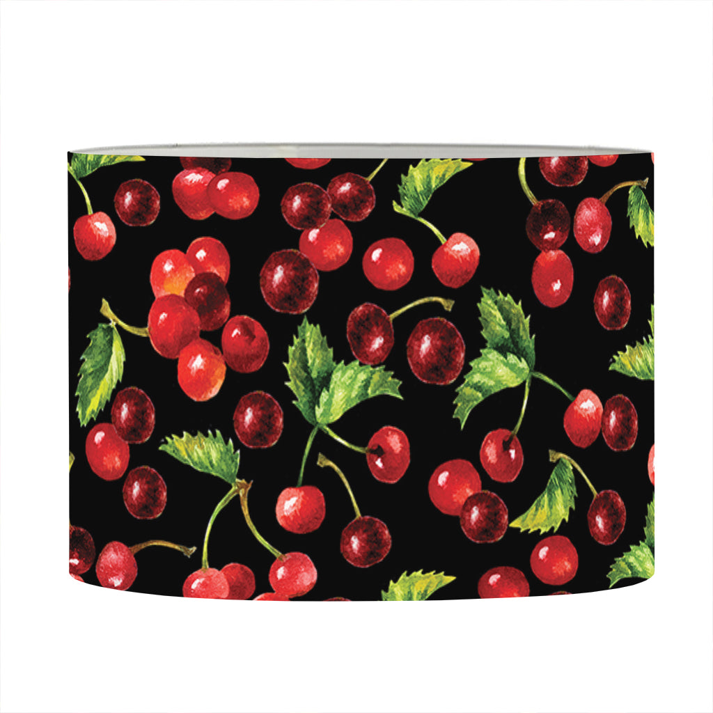 Watercolor Cherry Pattern Print Drum Lamp Shade